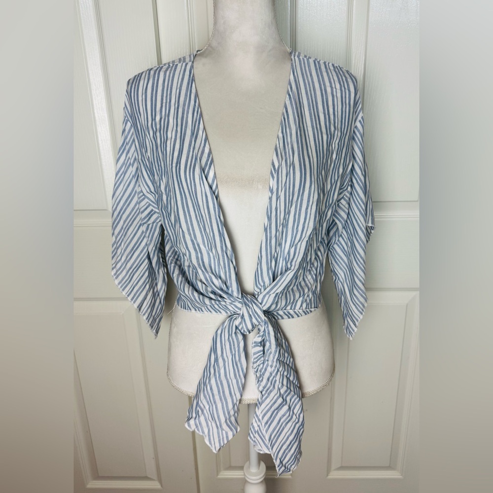 Chic Striped Tie-Front Blouse